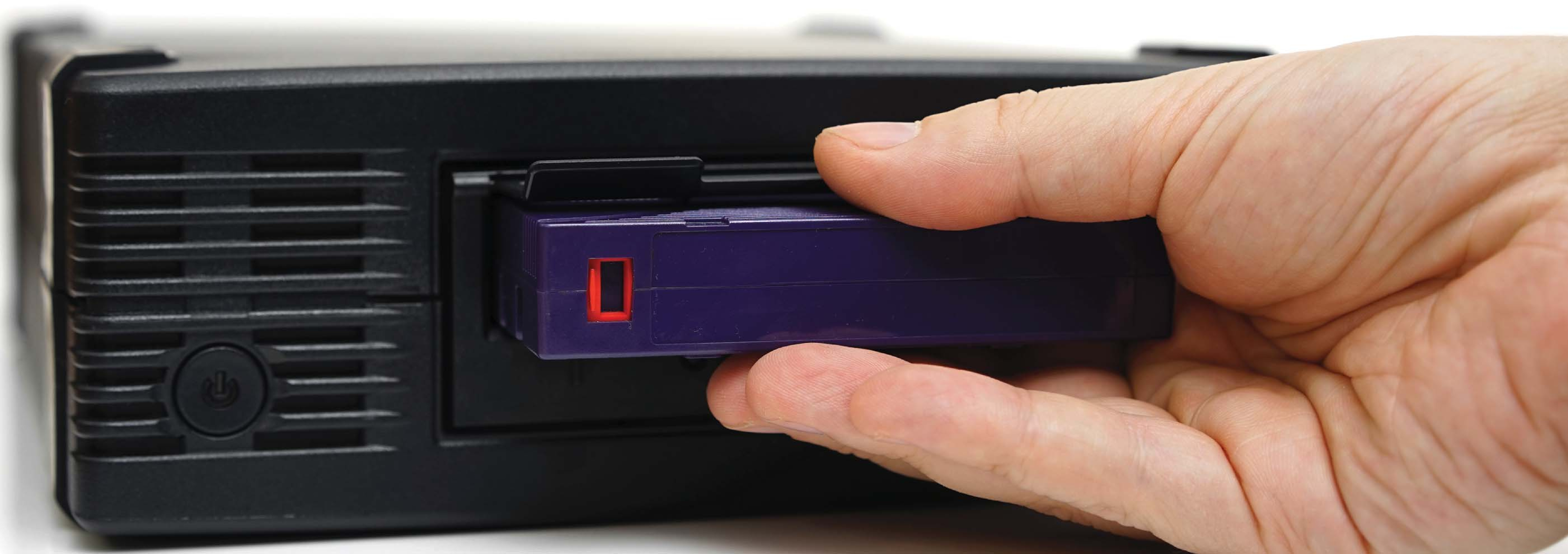 Figure 11.5: An LTO-6 Tape drive with tape cartridge inserted