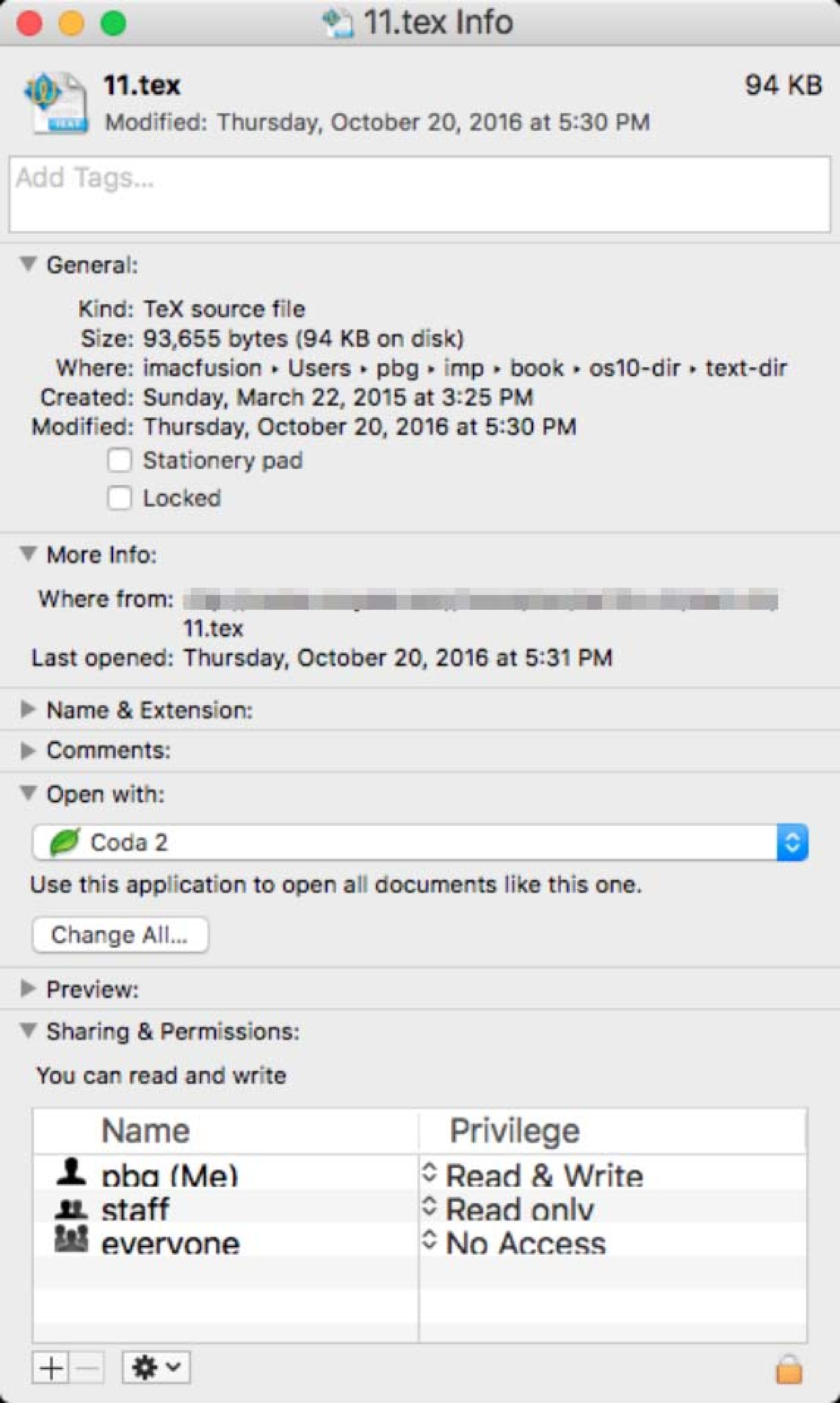 Figure 13.1: A file info window on MacOS