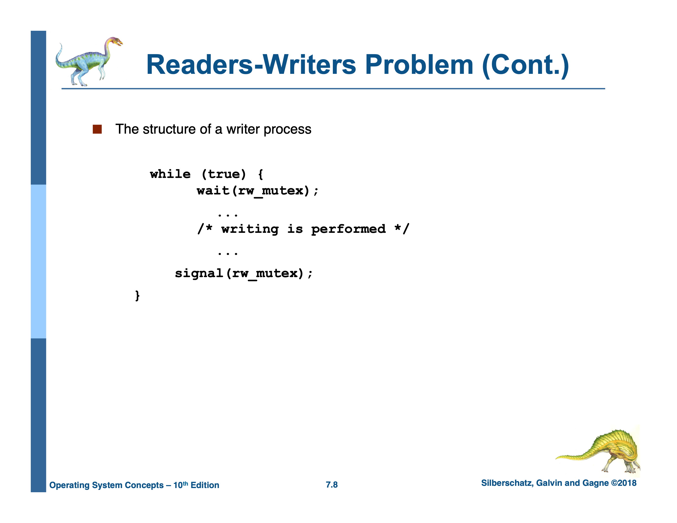 Solution to First Readers/Writers, Writer Code
