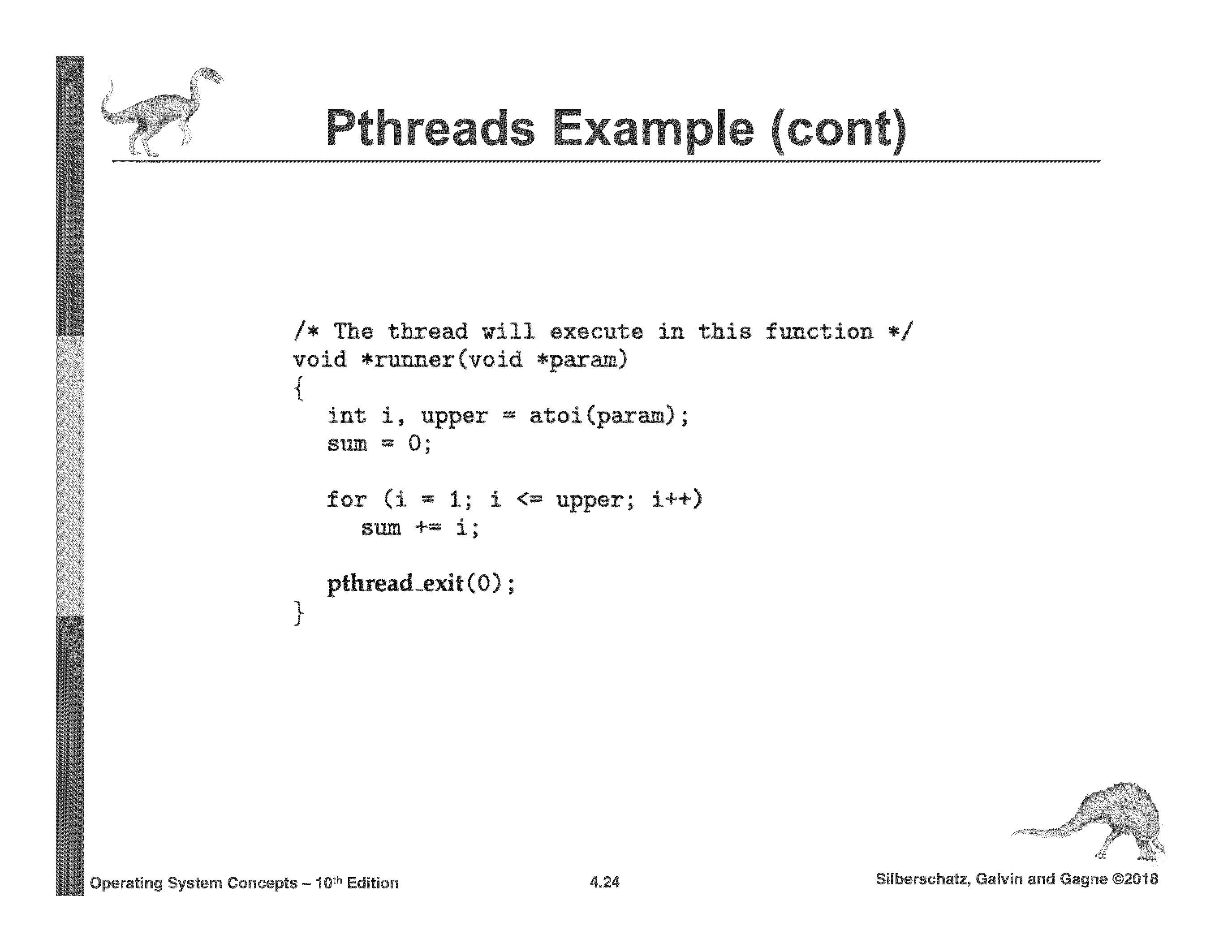 Figure 4.12: Multithreaded C program using the Pthreads API