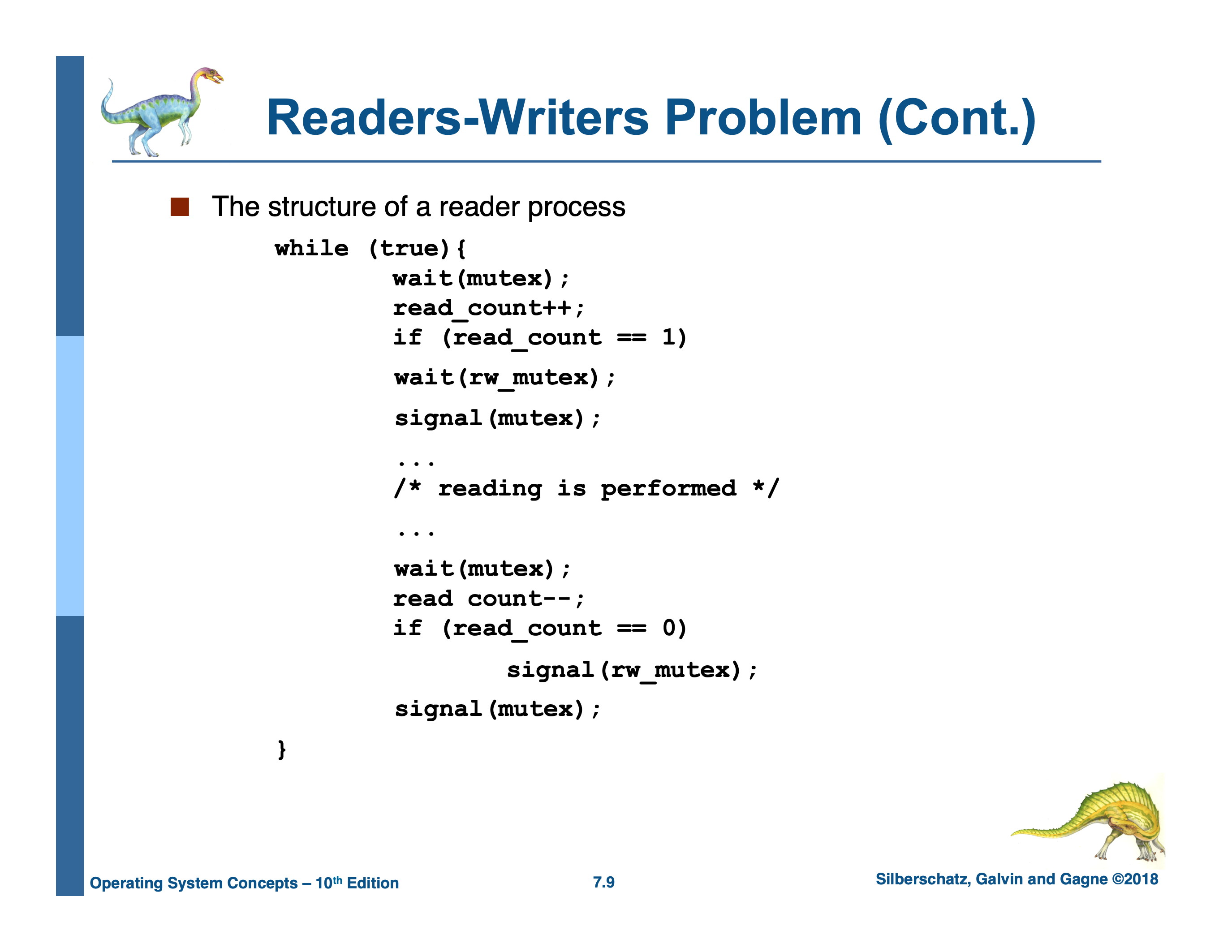 Solution to First Readers/Writers, Reader Code
